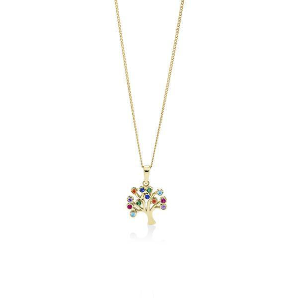 9ct gold Multi Color CZ Tree Pendant #