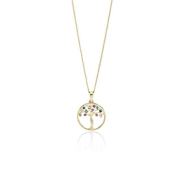 9ct gold Multi Color CZ Circle Pendant #