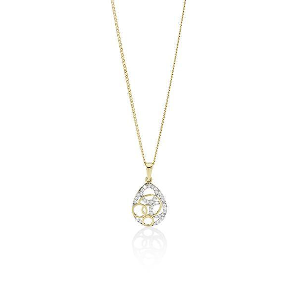 9ct gold cubic zirconia open circle pendant #