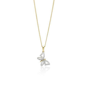 9ct gold cubic zirconia butterfly pendant #