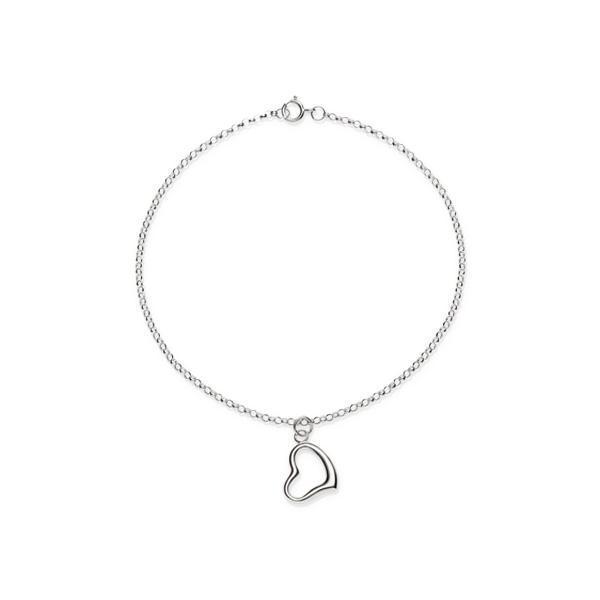 9ct WG belcher heart bracelet