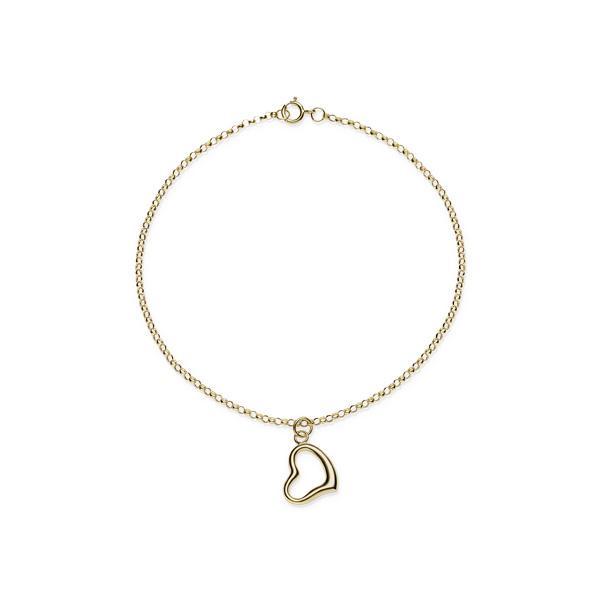 9ct YG belcher heart bracelet