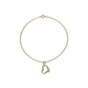 9ct YG belcher heart bracelet