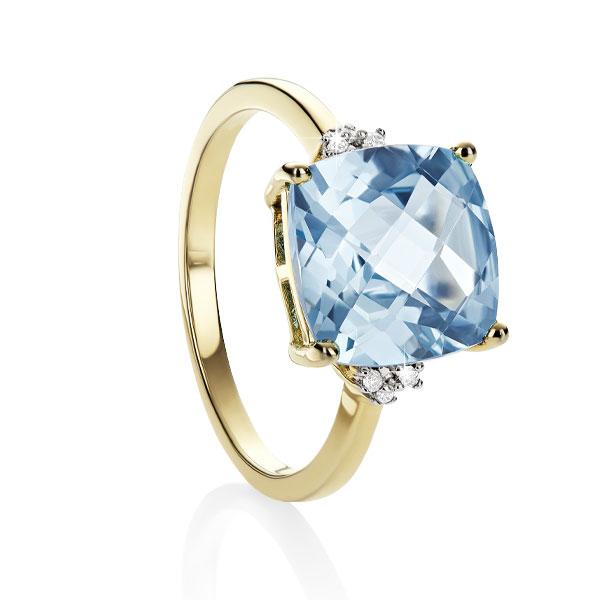 9ct yellow gold topaz & diamond ring