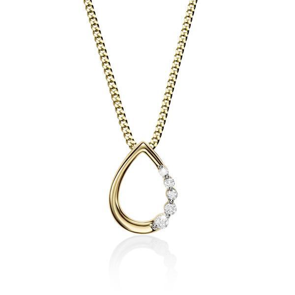 9ct yellow gold 0.05ct+ diamond tear drop pendant #