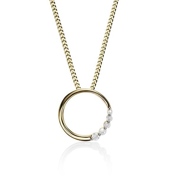9ct yellow gold 0.05ct+ diamond circle pendant #