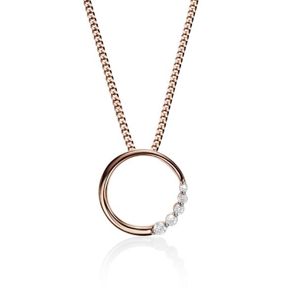 9ct rose gold 0.05ct+ diamond circle pendant #