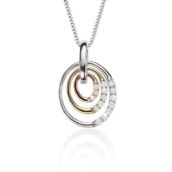9ct 3/T oval 0.20ct+ diamond pendant #