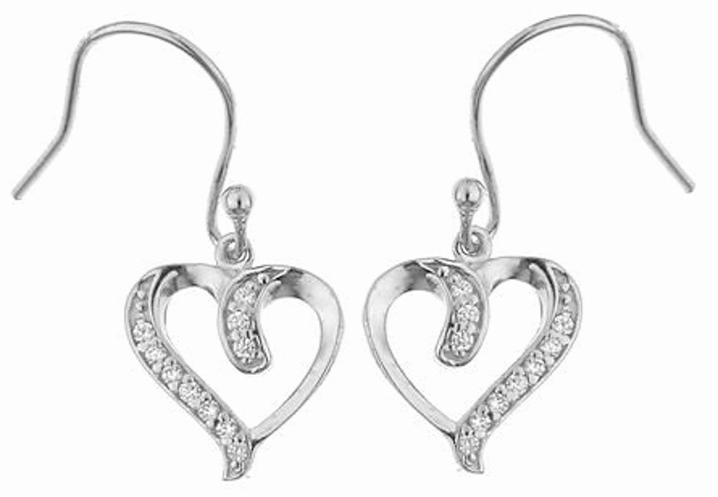 Sterling Silver heart shepherd hook earrings