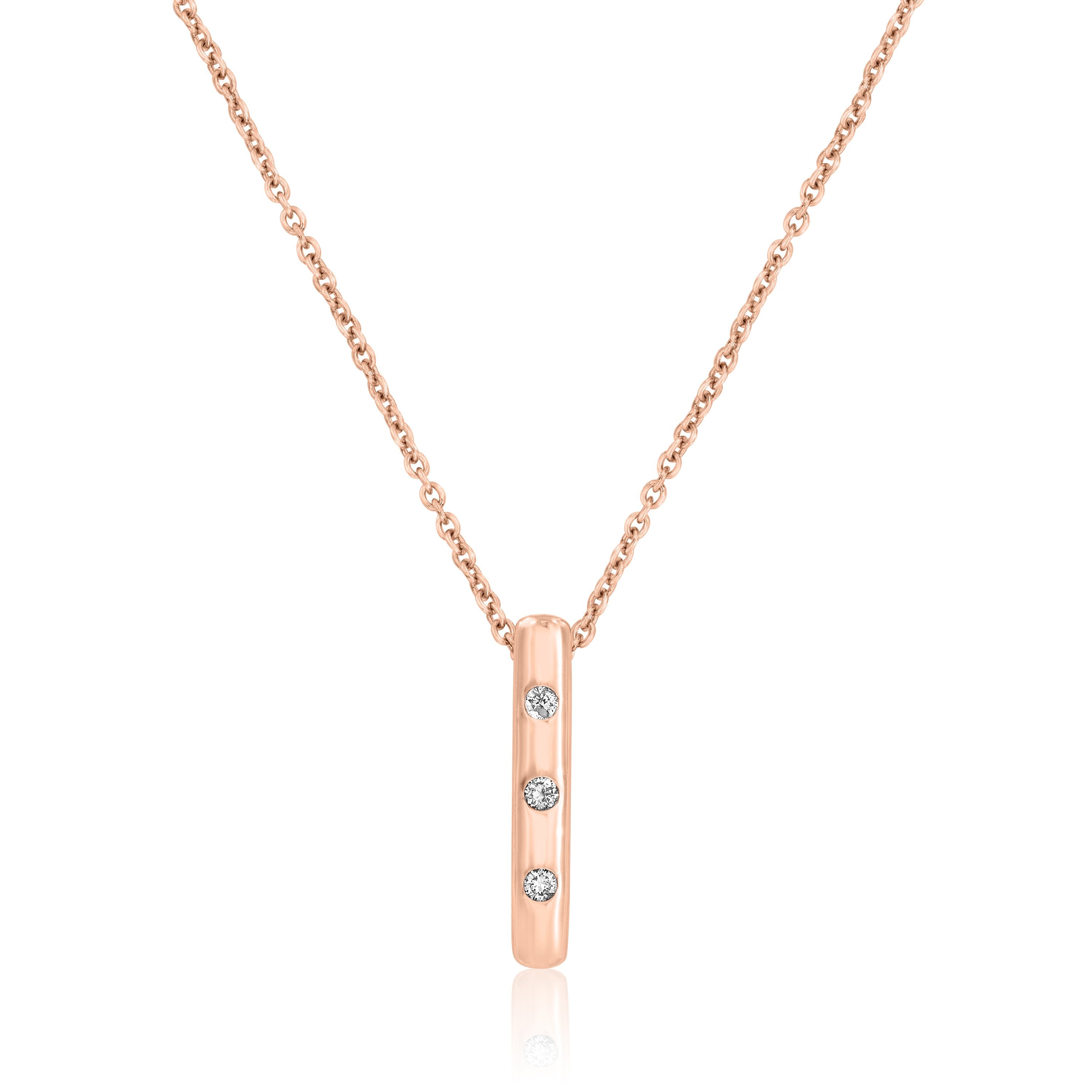 9ct Rose Gold 3Rd=0.04ct (HIJ/I2-3) Hammer Set Pendant (6624746504356) (7077458935972)