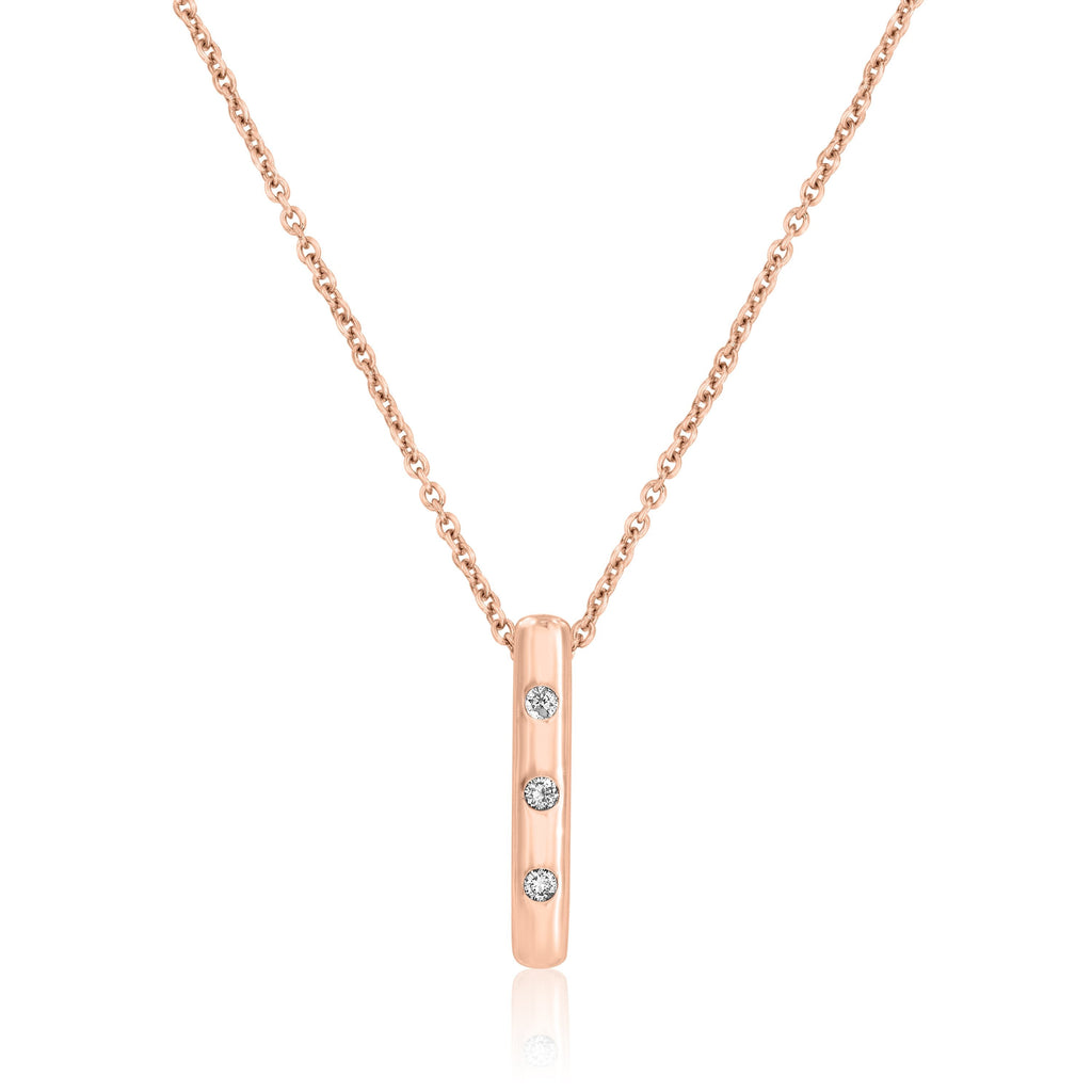 9ct Rose Gold 3Rd=0.04ct (HIJ/I2-3) Hammer Set Pendant (6624746504356) (7077458935972)