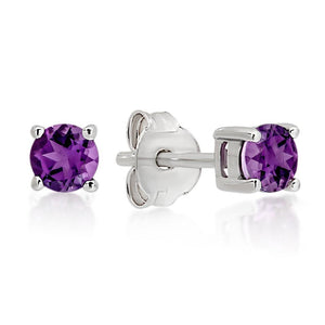 MP5880 Sterling Silver Amethyst 4mm Earrings studs (7106961309860)