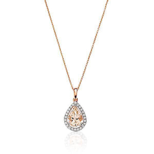 9ct RG Morganite (Pear 7x5mm) and Diamond (24Rd=0.072ct) halo pendant (7106961801380)