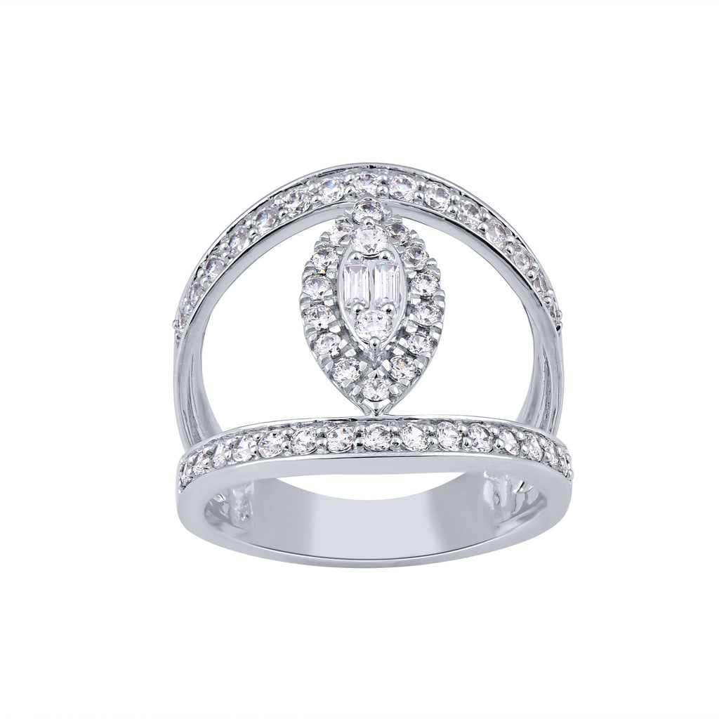 MP5943 9ct white gold 1.00ct baguette & round diamond (HI/P2) ring