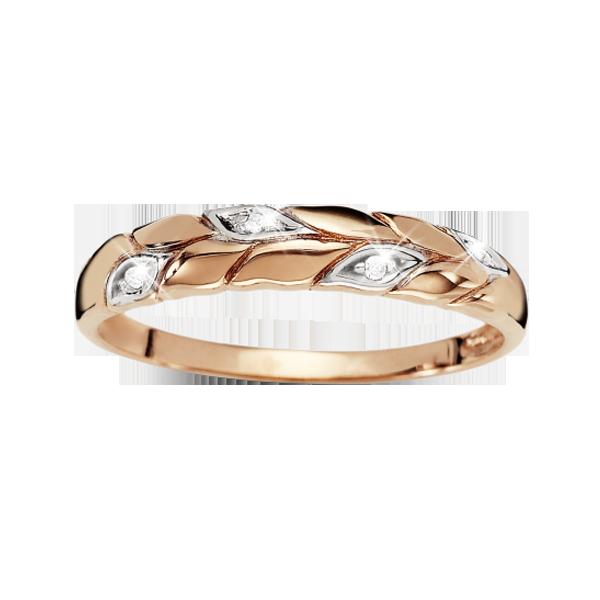 9ct rose gold diamond leaf ring