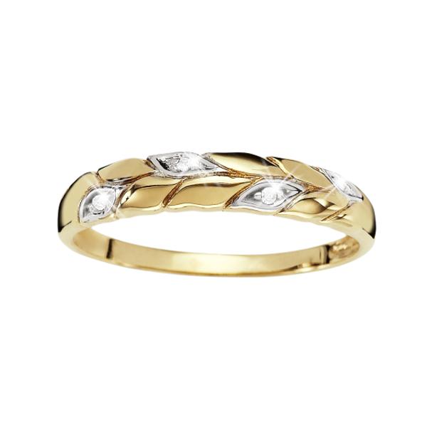 9ct gold diamond leaf ring