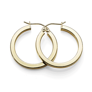 9ct Gold Bonded Silver 20mm Square Tube Hoops
