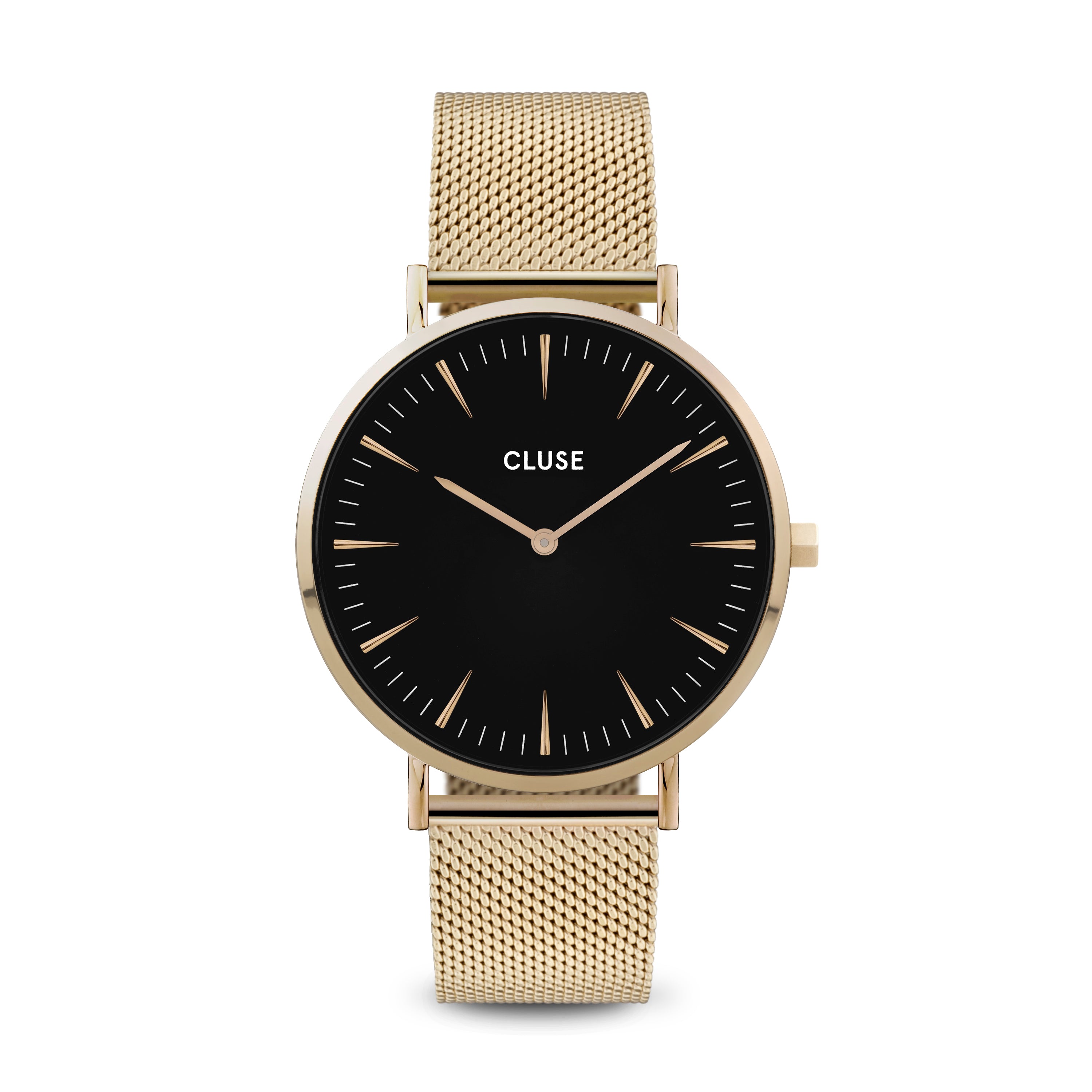 CLUSE - La Boheme Mesh Gold Black Dial Watch CL18110