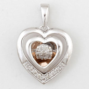 Dancing Diamonds 9ct White & Rose Gold Heart Pendant