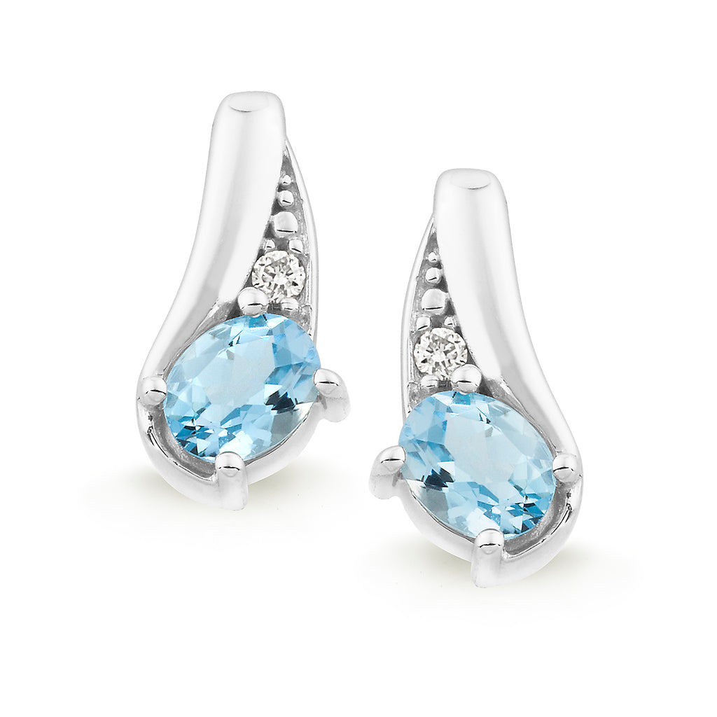 Aquamarine & Diamond Stud Earring