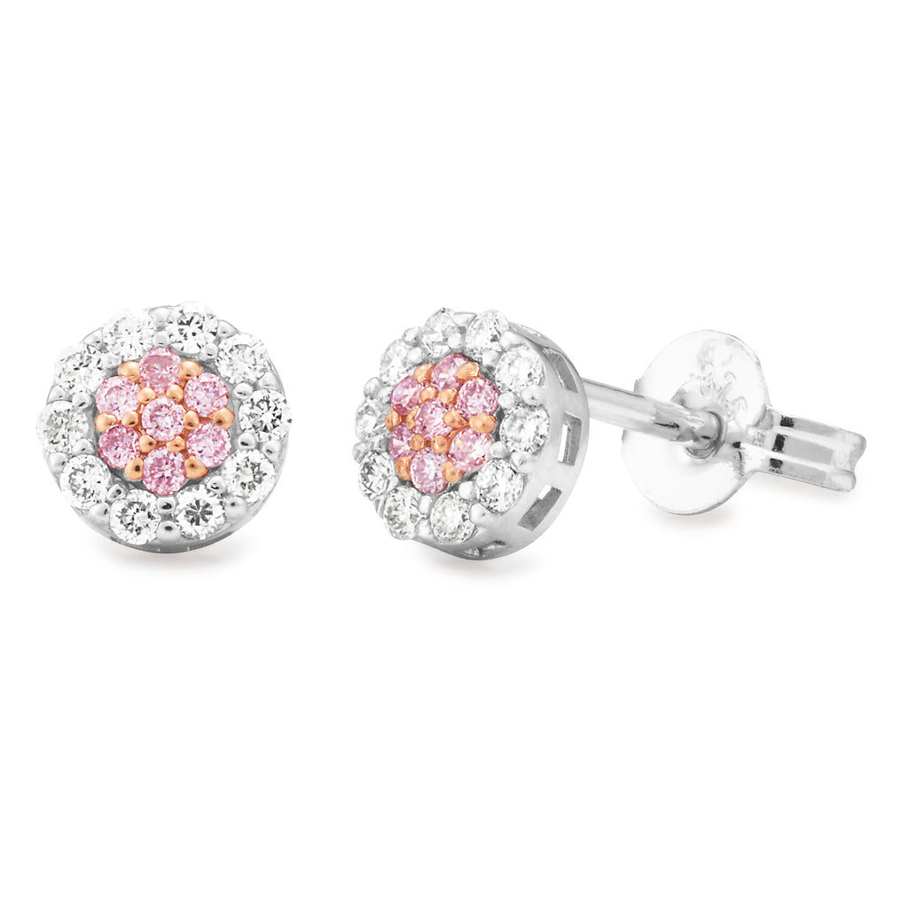 Pink Diamond Claw/Bead Set Earring