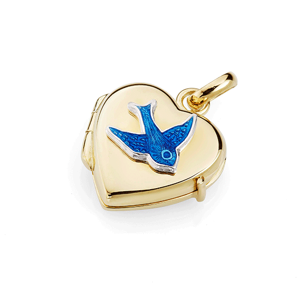 Gold Plated Bluebird Heart Locket