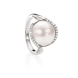 MP5558 Sterling Silver Mabe Pearl Ring with CZ
