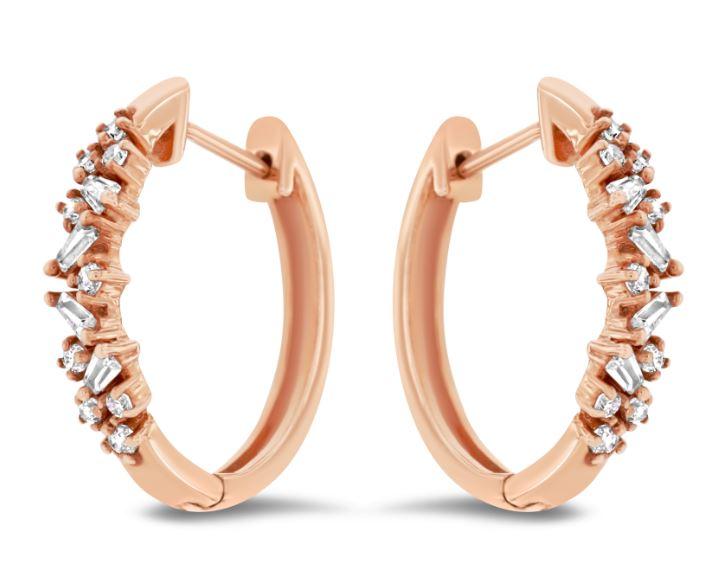9ct rose gold diamond-set TDW=0.25ct earrings
