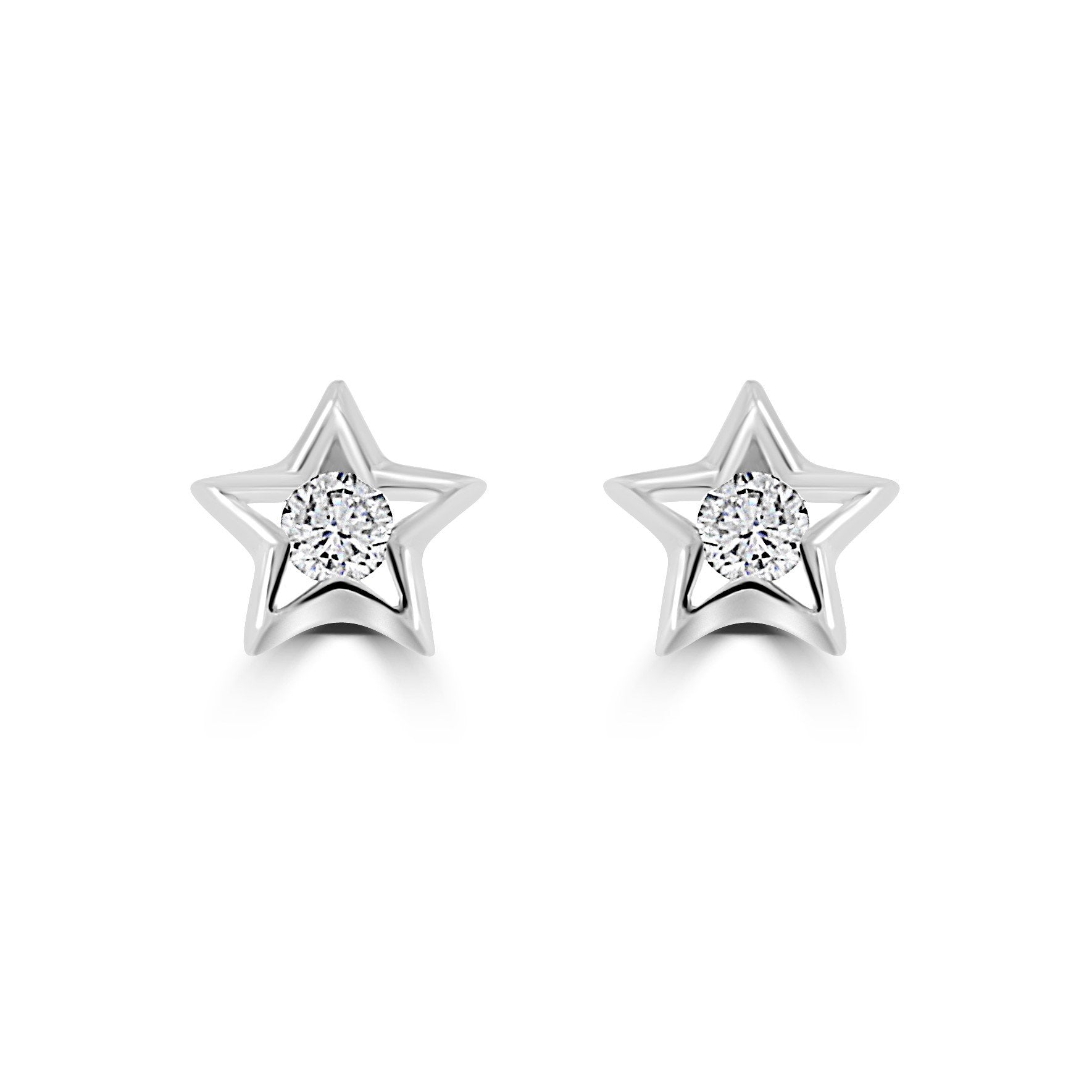 Sterling Silver and CZ Star Earrings Stud