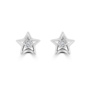 Sterling Silver and CZ Star Earrings Stud