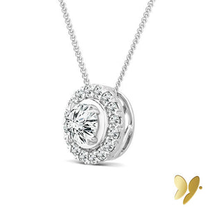 10ct White Gold Round Diamond Halo Pendant. Set with 0.37cts (tdw) of Harmony Created Diamonds