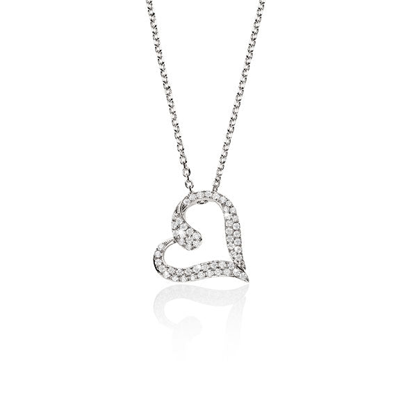 Silver CZ Heart Necklace