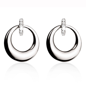 Silver cubic zirconia circle earrings