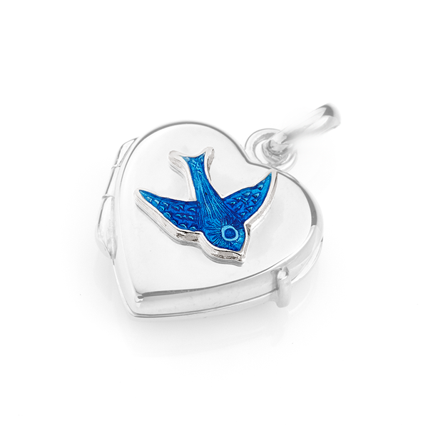 Sterling Silver Bluebird Heart Locket