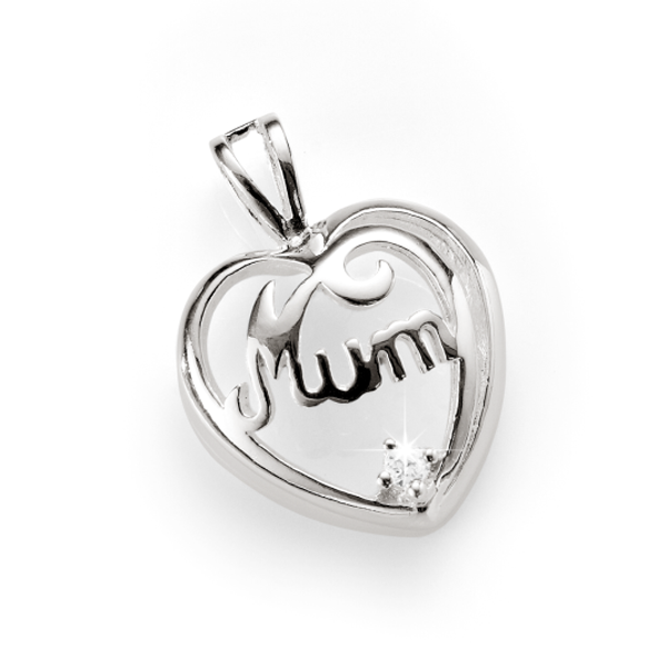 Sterling Silver Cubic Zirconia 'Mum' Pendant