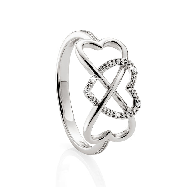 Sterling Silver Diamond heart ring