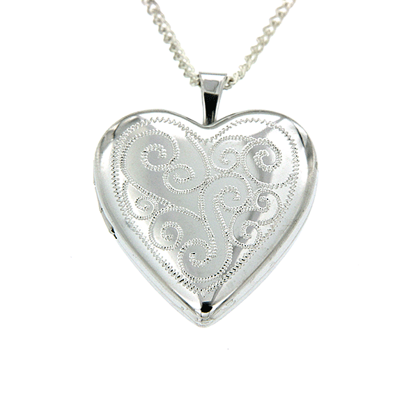 Sterling Silver Heart Shape Engraved Locket