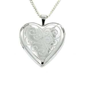 Sterling Silver Heart Shape Engraved Locket