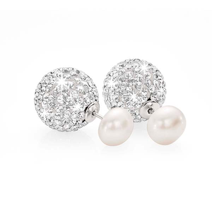 Sterling silver crystal and pearl earrings