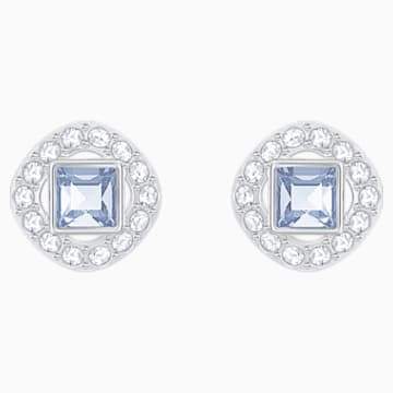 Swarovksi Angelic Square Pierced Earrings, Blue, Rhodium plated