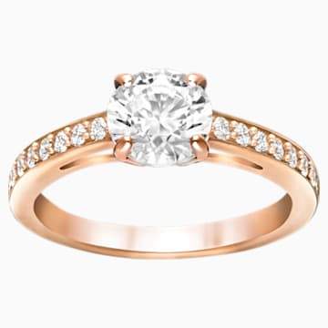 Swarovksi Attract Round Ring, White, Rose-gold tone plated