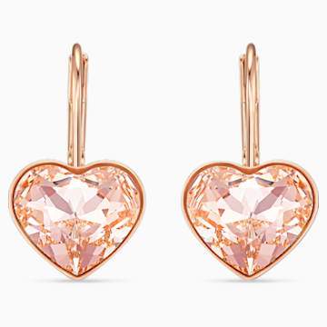 Swarovksi Bella Heart Pierced Earrings, Pink, Rose-gold tone plated