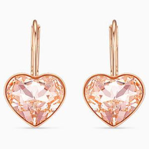Swarovksi Bella Heart Pierced Earrings, Pink, Rose-gold tone plated