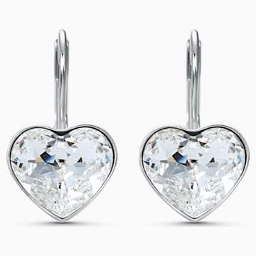 Swarovksi Bella Heart Pierced Earrings, White, Rhodium plated