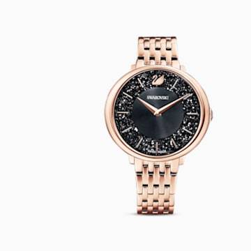 Swarovksi Crystalline Chic Watch, Metal bracelet, Black, Rose-gold tone PVD