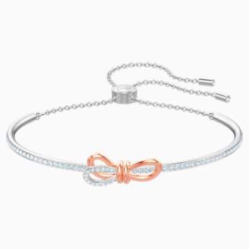 Swarovksi Lifelong Bow Bangle, White, Mixed metal finish