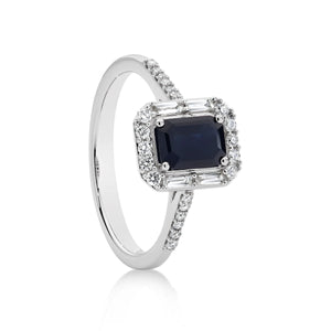9ct White Gold Blue Sapphire & Diamond 0.33ct (HI/P1-2) Ring (7254112927908)