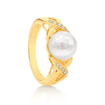 9ct Yellow Gold Freshwater Pearl and Diamond Ring (7254114402468)