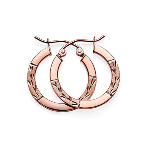 9Ct Rose Gold Diamond Cut Hoops