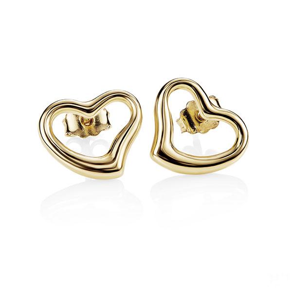 9Ct Gold-Bonded Silver Open Heart Studs